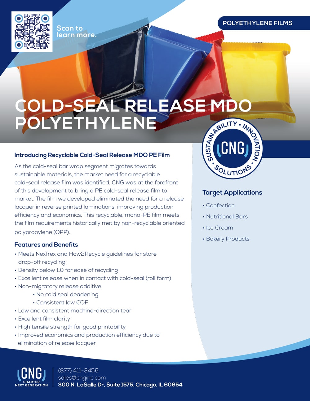 recyclable cold-seal release film from cng