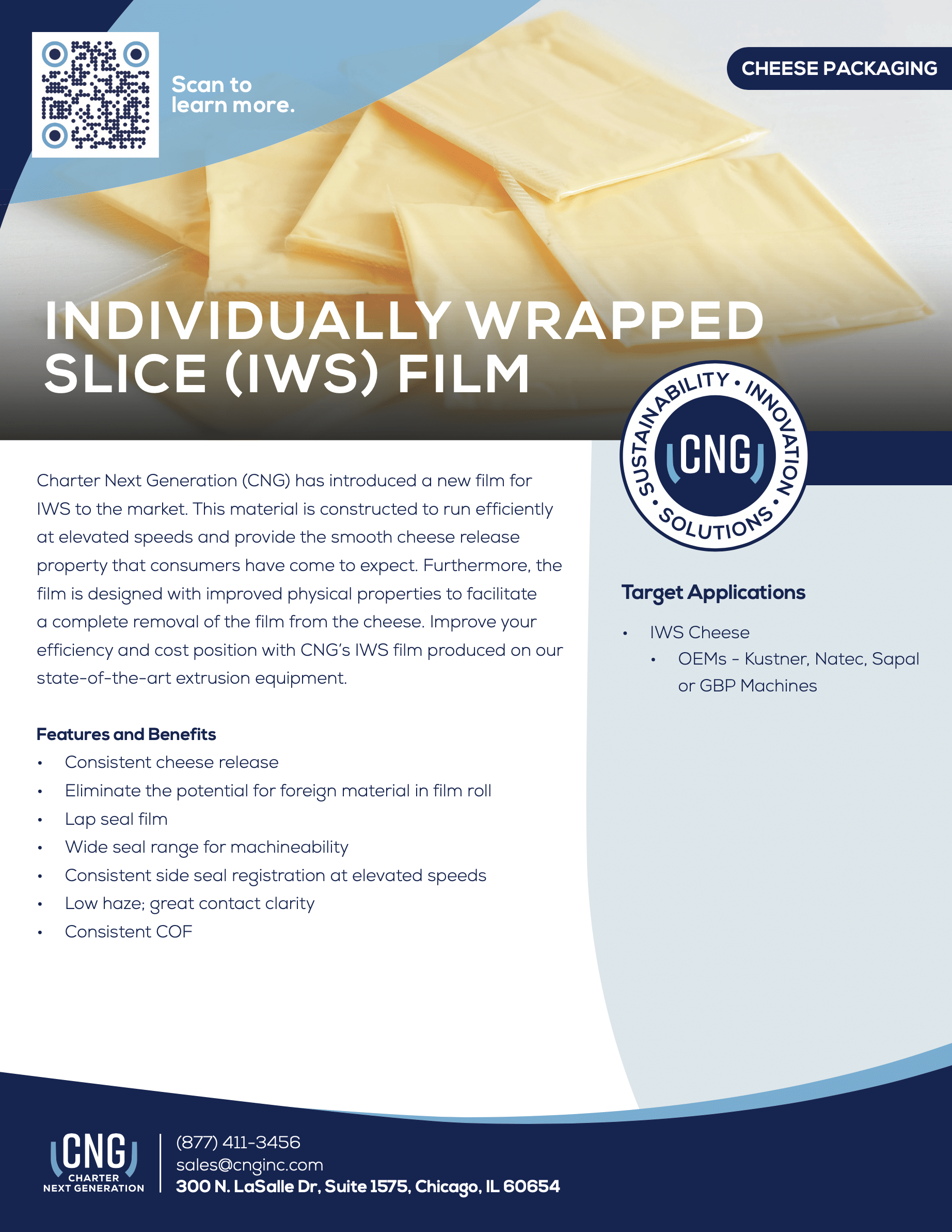 cng individually wrapped slice (iws) cheese film packaging