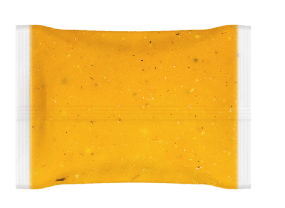 a yellow and white plastic bag